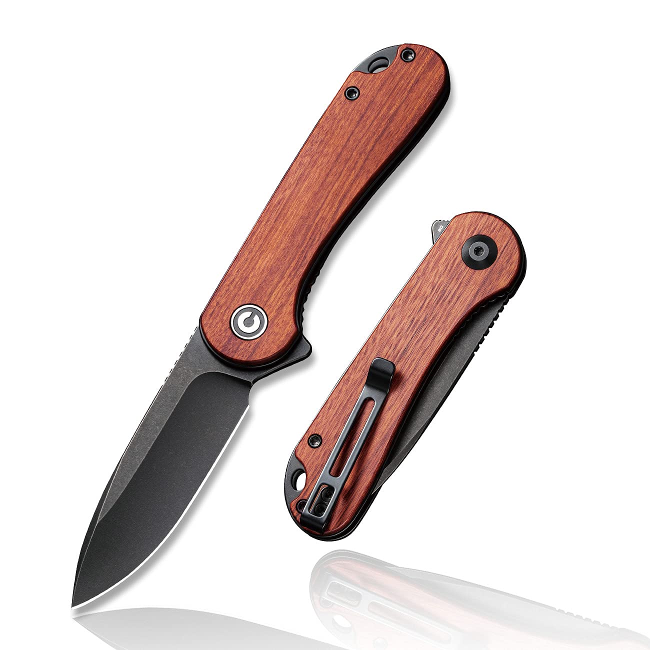 CIVIVI Elementum Pocket Knife, Folding Knife for EDC with 2.96" D2 Black Stonewashed Blade Cuibourtia Wood Handle